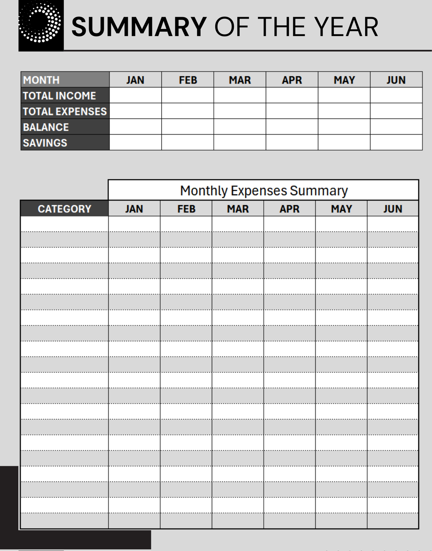 Monthly Bills Organizer and Tracker