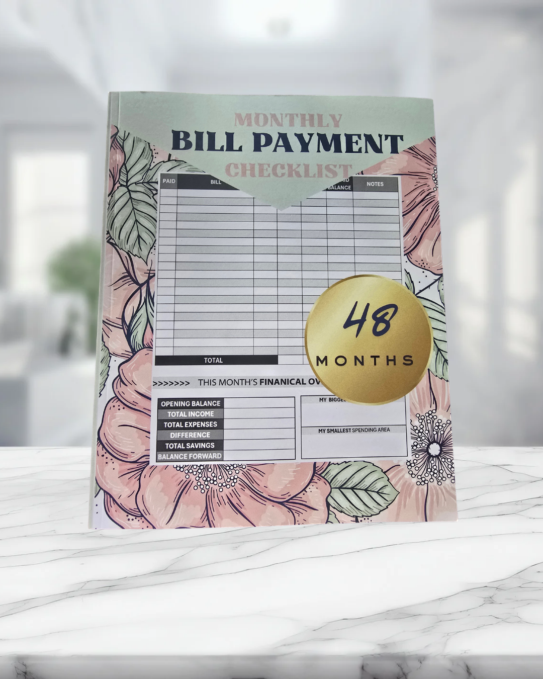 Floral Monthly Bill Payment Organizer